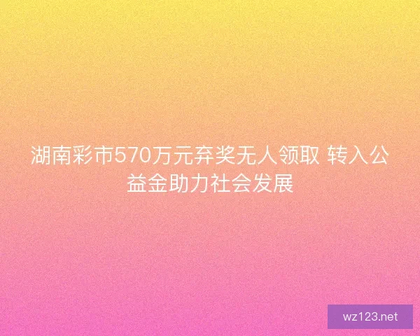 湖南彩市570万元弃奖无人领取 转入公益金助力社会发展
