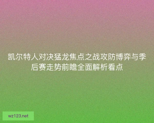 凯尔特人对决猛龙焦点之战攻防博弈与季后赛走势前瞻全面解析看点